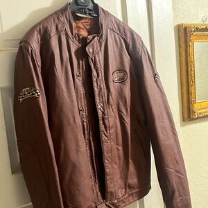 Puma Men's Dark Red Genuine Leather Jacket